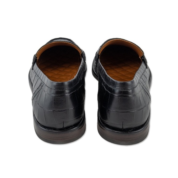 $278 J.MCLAUGHLIN BLACK CONCETTA CROC-EMBOSSED LEATHER PENNY LOAFERS NWT - Picture 5 of 8